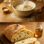 Pan de Jim Lahey sin amasado recién horneado