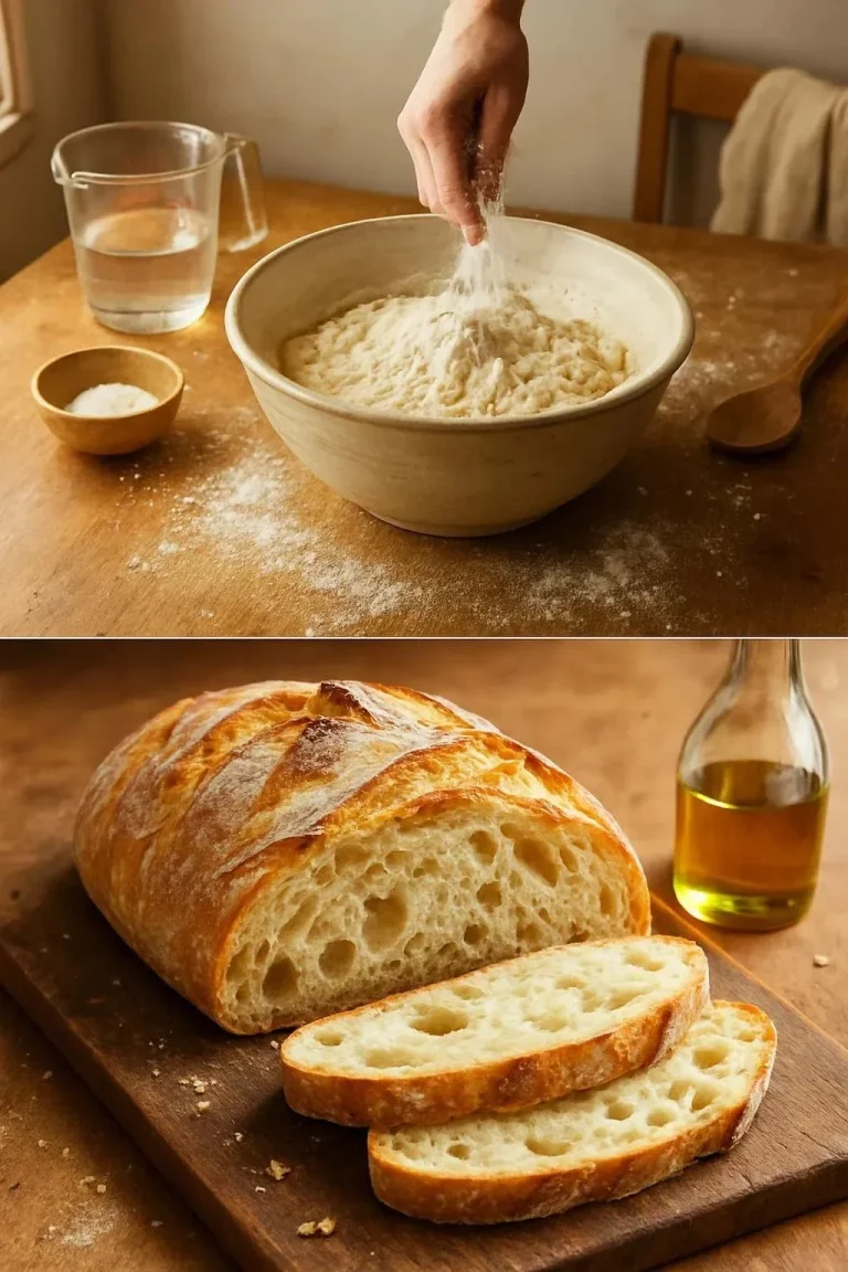 Pan de Jim Lahey sin amasado recién horneado