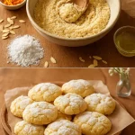 Ricciarelli, galletas italianas de almendra en un plato colorido
