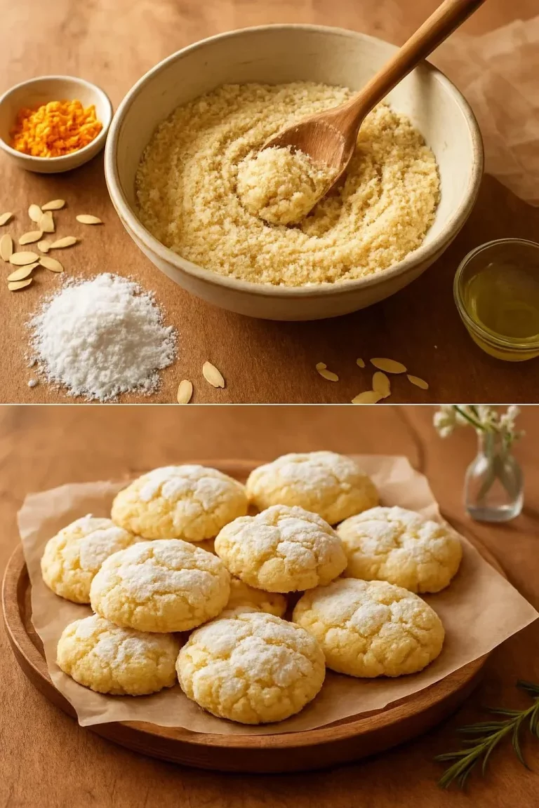 Ricciarelli, galletas italianas de almendra en un plato colorido