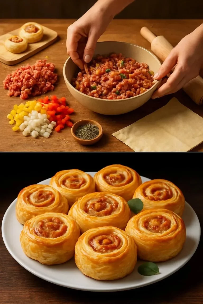 Rollos de masa hoja rellena servidos en un plato decorativo