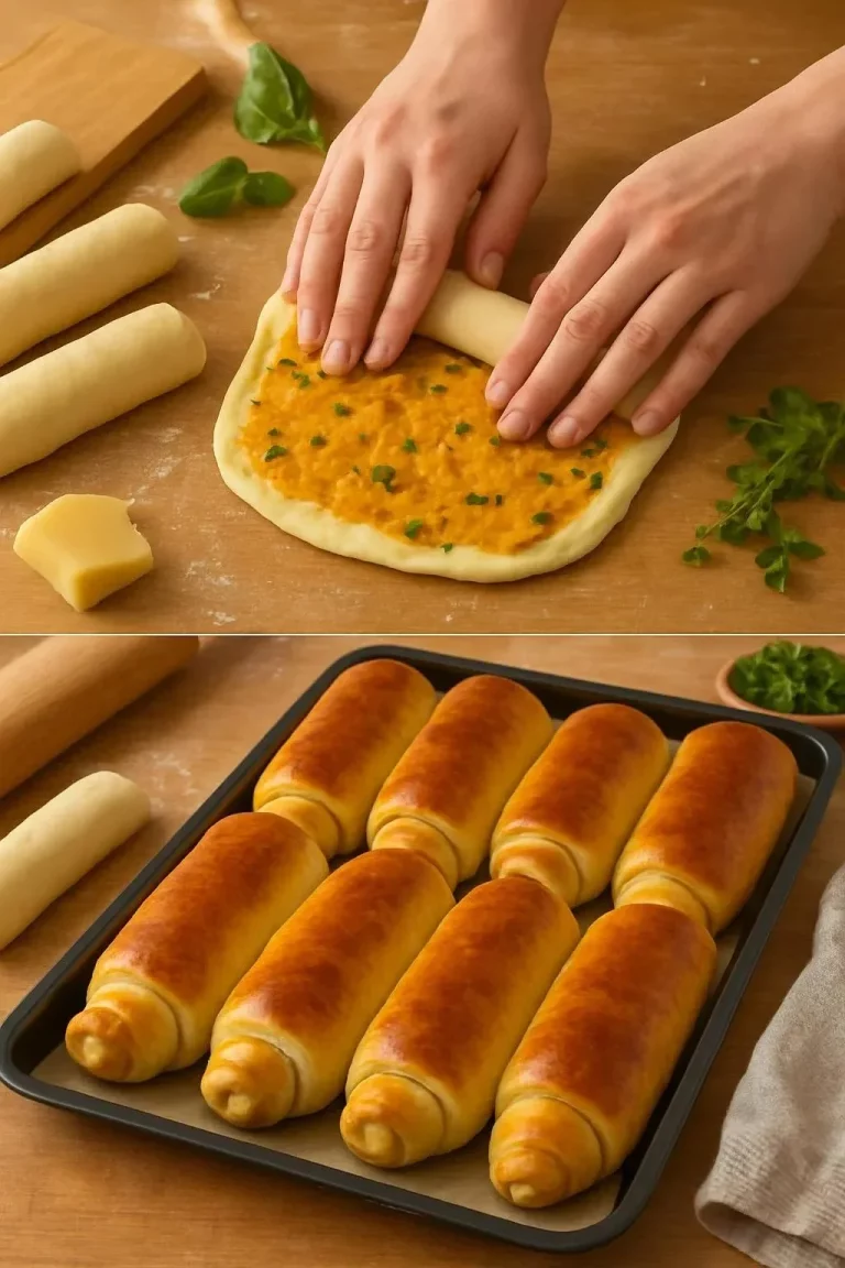 Rollos de Patata recién horneados con relleno sabroso