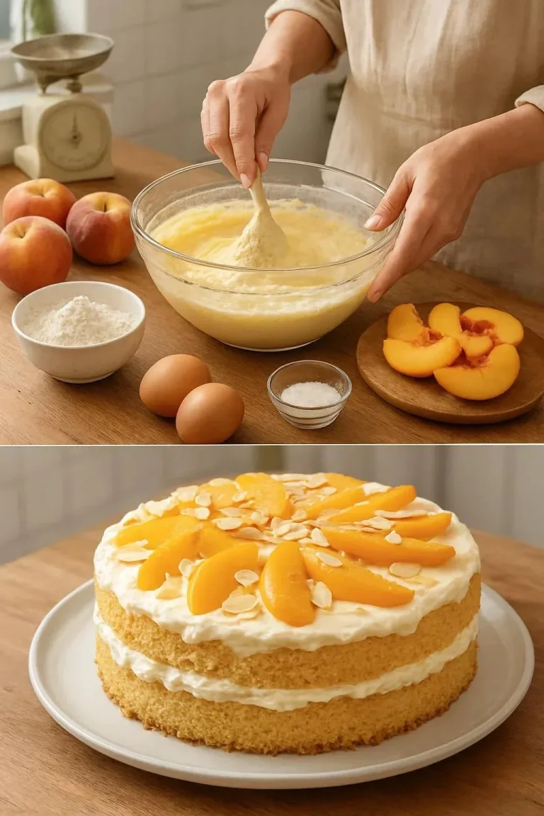 Tarta de duraznos y crema, un postre delicioso y fácil de hacer