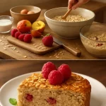 Torta de avena con frutas frescas y coloridas