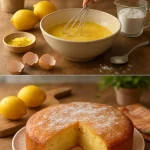 Torta de azúcar decorada con glaseado y espolvoreada con azúcar