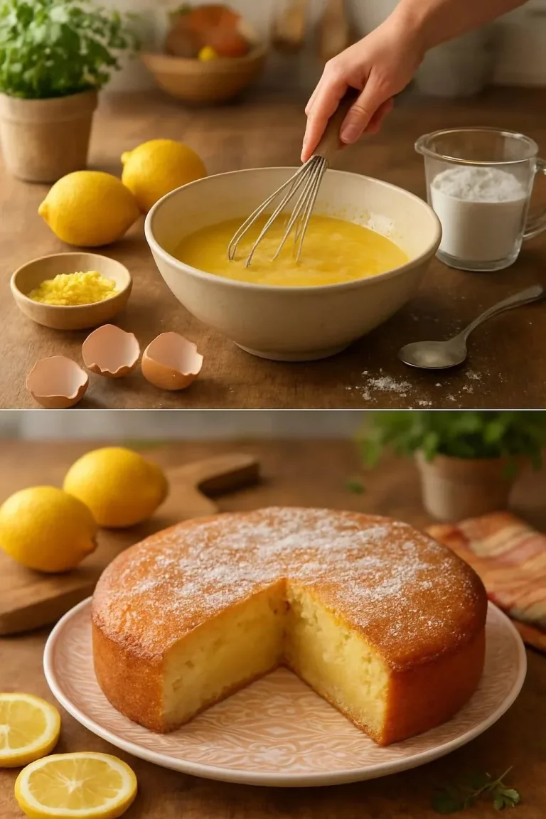 Torta de azúcar decorada con glaseado y espolvoreada con azúcar