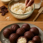 Deliciosas trufas de coco caseras decoradas con coco rallado