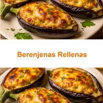 Plato de berenjenas rellenas, receta saludable y sabrosa.