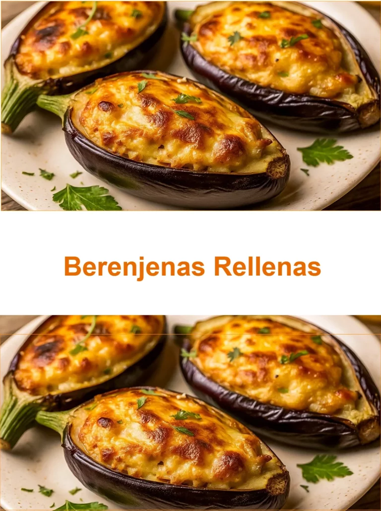 Plato de berenjenas rellenas, receta saludable y sabrosa.