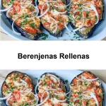 Berenjenas rellenas con carne y verduras en un plato atractivo