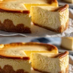 Bizcocho cremoso sin harina tipo cheesecake casero en un plato