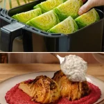 Cabbage al aire libre servido con puré de verduras fresco y colorido