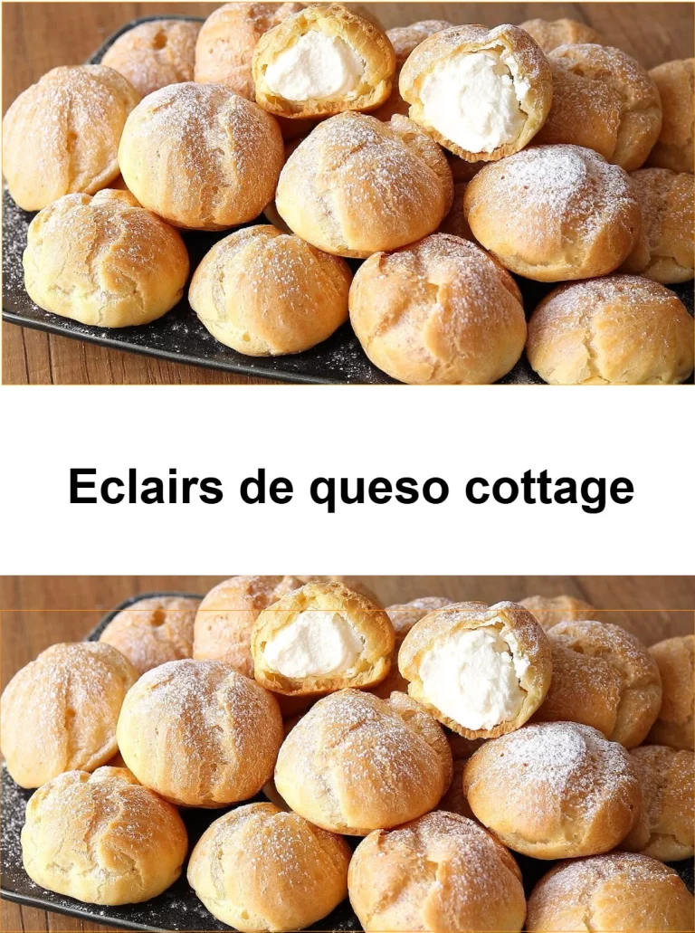 Eclairs de queso cottage recién horneados en un plato.