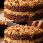 Pastel de chocolate alemán con glaseado de coco y nueces