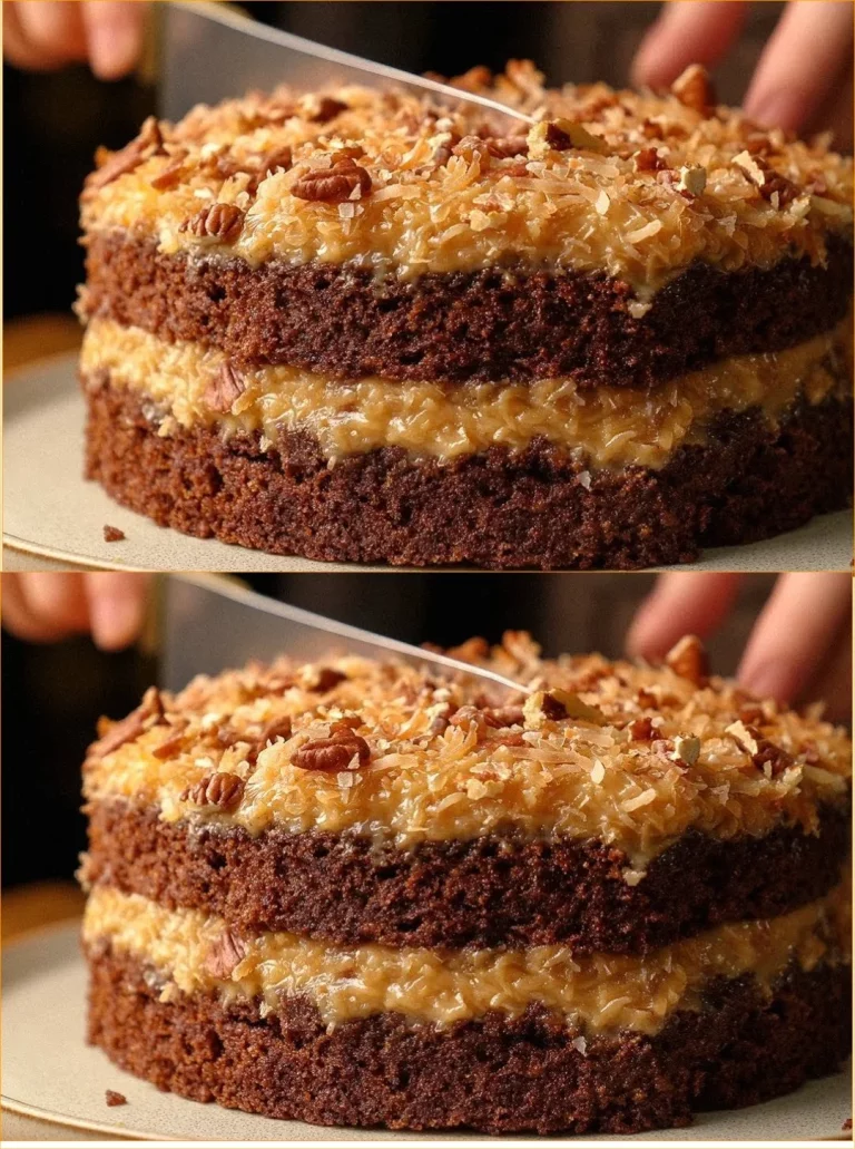 Pastel de chocolate alemán con glaseado de coco y nueces