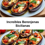 Plato delicioso de berenjenas sicilianas con ingredientes frescos y aromáticos