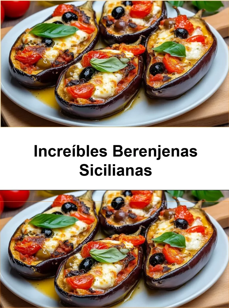 Plato delicioso de berenjenas sicilianas con ingredientes frescos y aromáticos