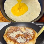 Pita con huevos y queso, un desayuno delicioso y nutritivo.