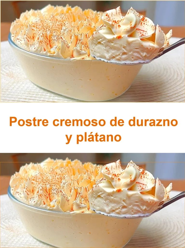 Postre cremoso de durazno y plátano servido en un tazón