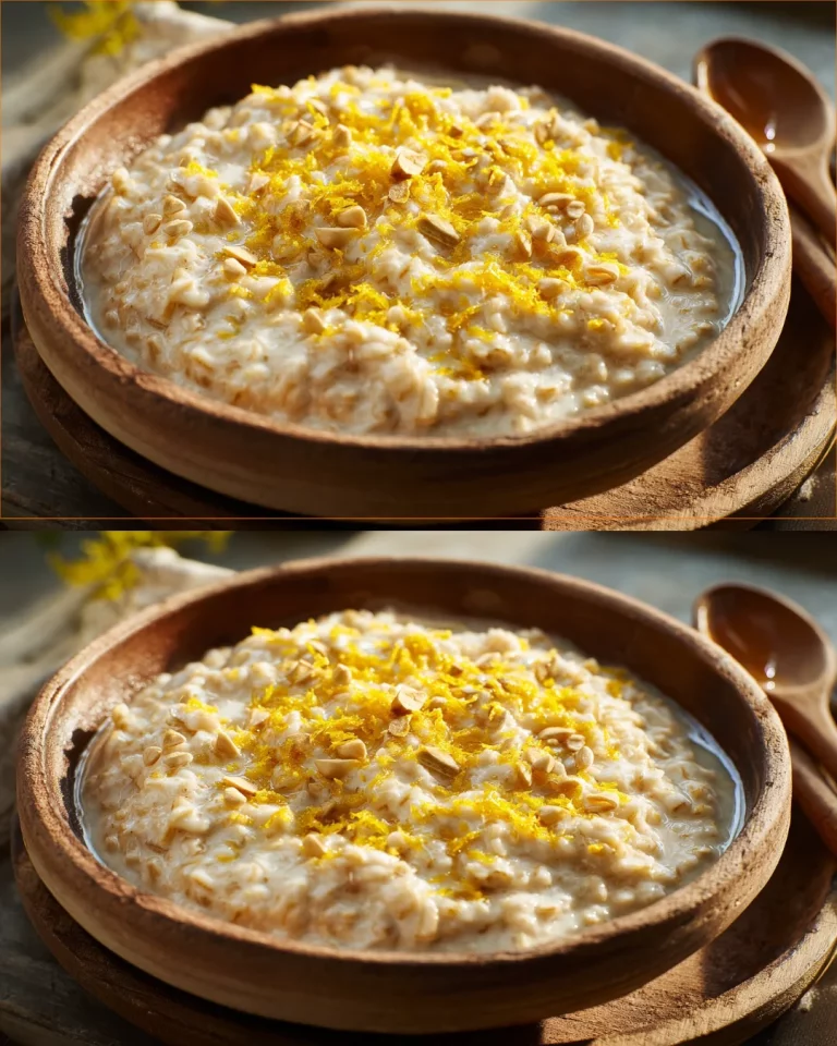 Postre de avena y limón sin harina ni azúcar servido en un plato con decoraciones