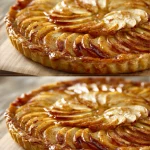 Tarta de manzana rápida y económica sobre una mesa