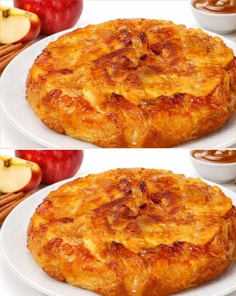 Manzana pie sin horno con trozos de manzana y canela