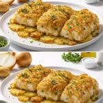 Plato de bacalao al estilo portugués con ingredientes frescos y especias