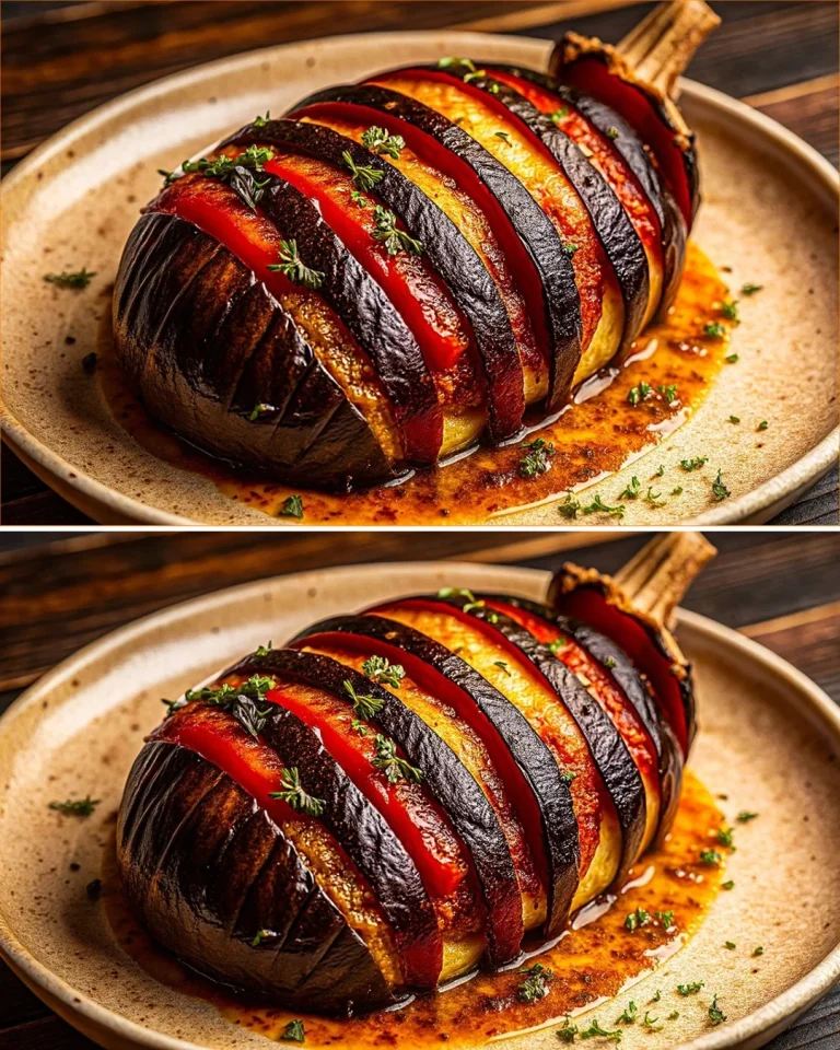 Berenjenas al horno recién hechas con especias y queso gratinado