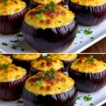 Berenjenas rellenas al estilo restaurante con ingredientes frescos y sabrosos