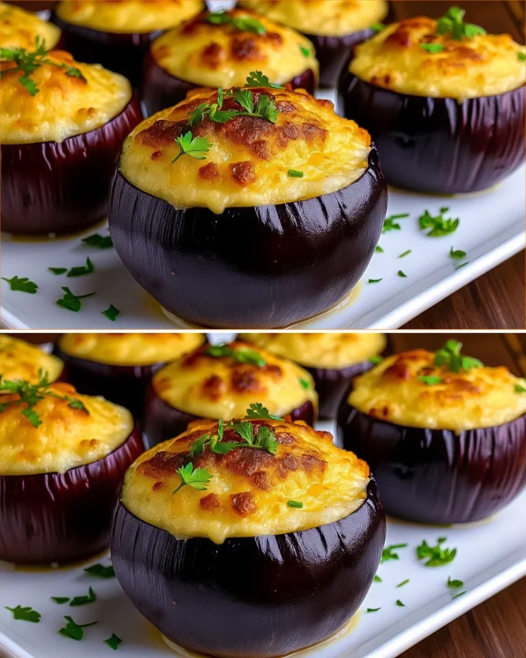 Berenjenas rellenas al estilo restaurante con ingredientes frescos y sabrosos