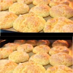 Bollos recién horneados de queso cottage y manzana en una bandeja.