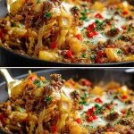 Platillo de Carne y Repollo Queso con ingredientes frescos