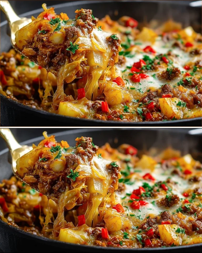 Platillo de Carne y Repollo Queso con ingredientes frescos