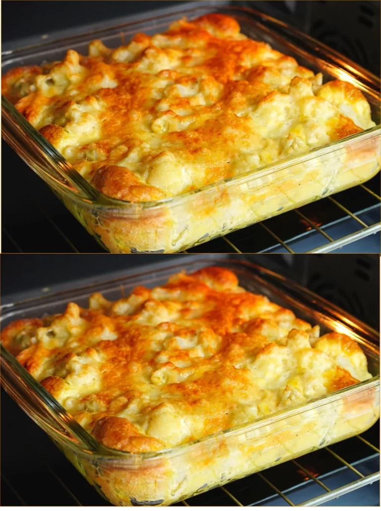 Coliflor al horno con huevo servido en un plato