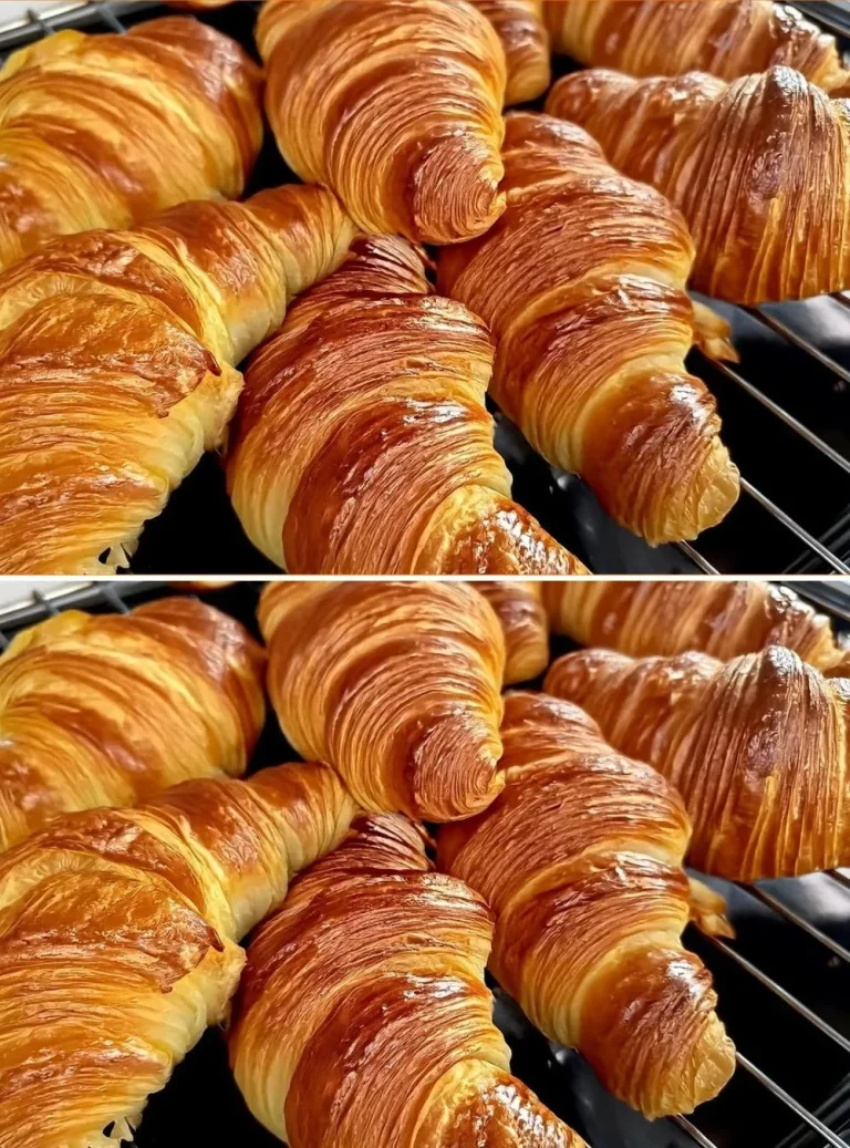 Croissants esponjosos servidos con salsa de caramelo