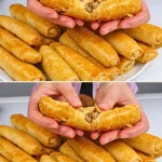 Empanadillas ultrafinas rellenas de patata, setas y carne listas para servir