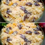 Ensalada de repollo y piña cremosa servida en un bol