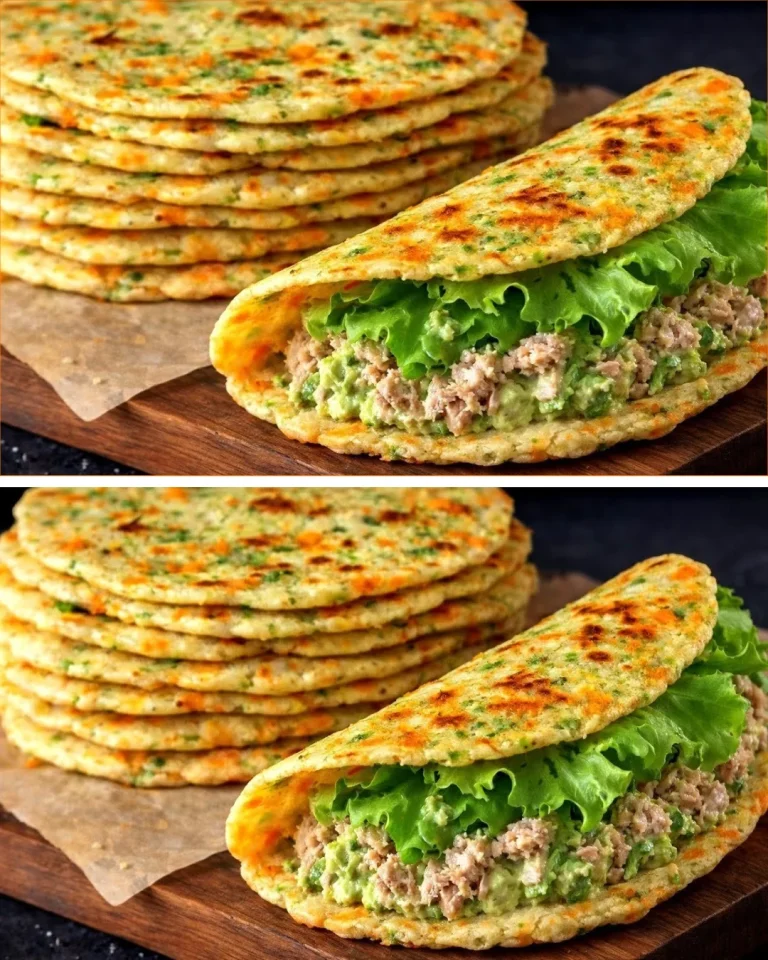 Flatbread de aguacate con atún fresco y ingredientes saludables.