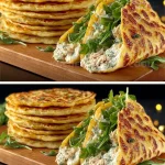 Flatbread de lentejas acompañado de yogur griego fresco y saludable