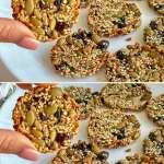 Galletas de manzana y semillas energéticas recién horneadas