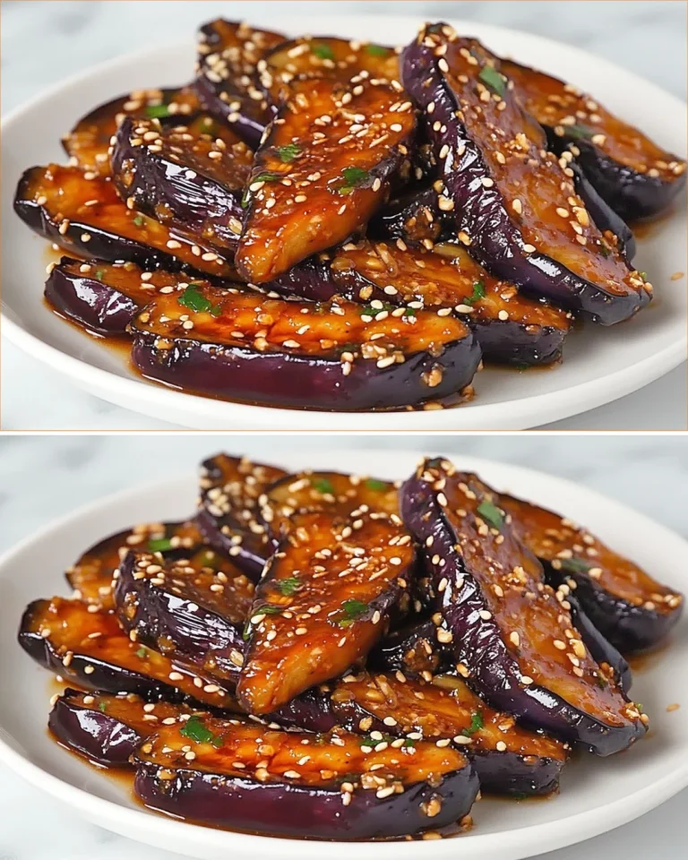 Deliciosa berenjena frita con sésamo, plato saludable y fácil de preparar