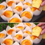 Muffins de leche condensada esponjosos recién horneados