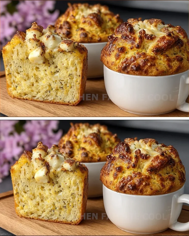 Pan de taza de requesón recién horneado en una taza