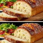 Delicioso pan de yogur griego recién horneado, suave y perfecto para disfrutar.