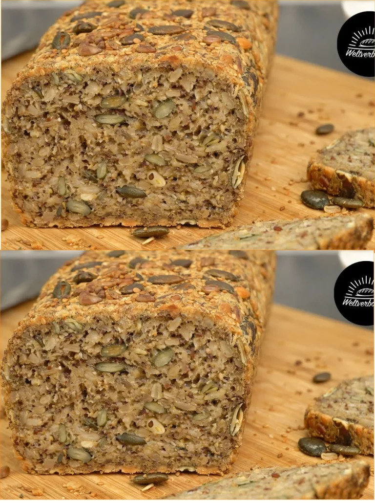 Pan saludable de semillas y avena recién horneado