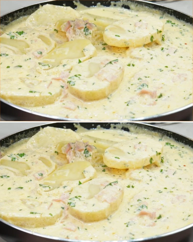 Papas cremosas con jamón, un delicioso plato reconfortante.