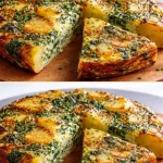 Pastel de Espinacas y Patatas Al Horno, receta saludable y fácil