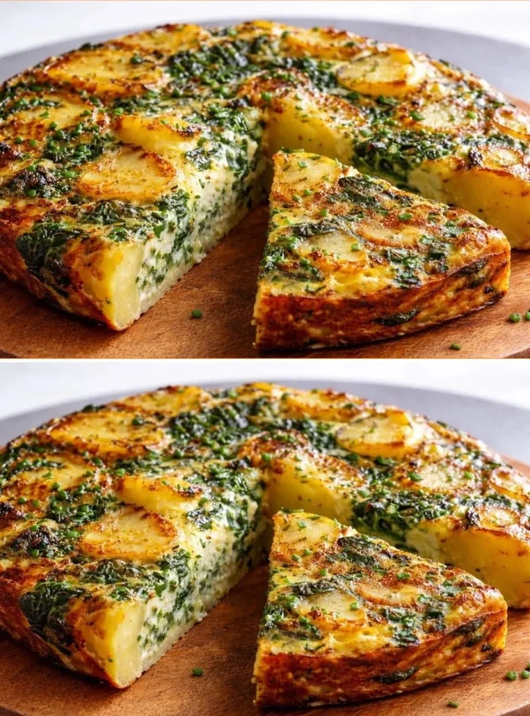 Pastel de Espinacas y Patatas Al Horno, receta saludable y fácil