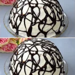 Delicioso pastel en tonos pastel decorado con crema y fresas