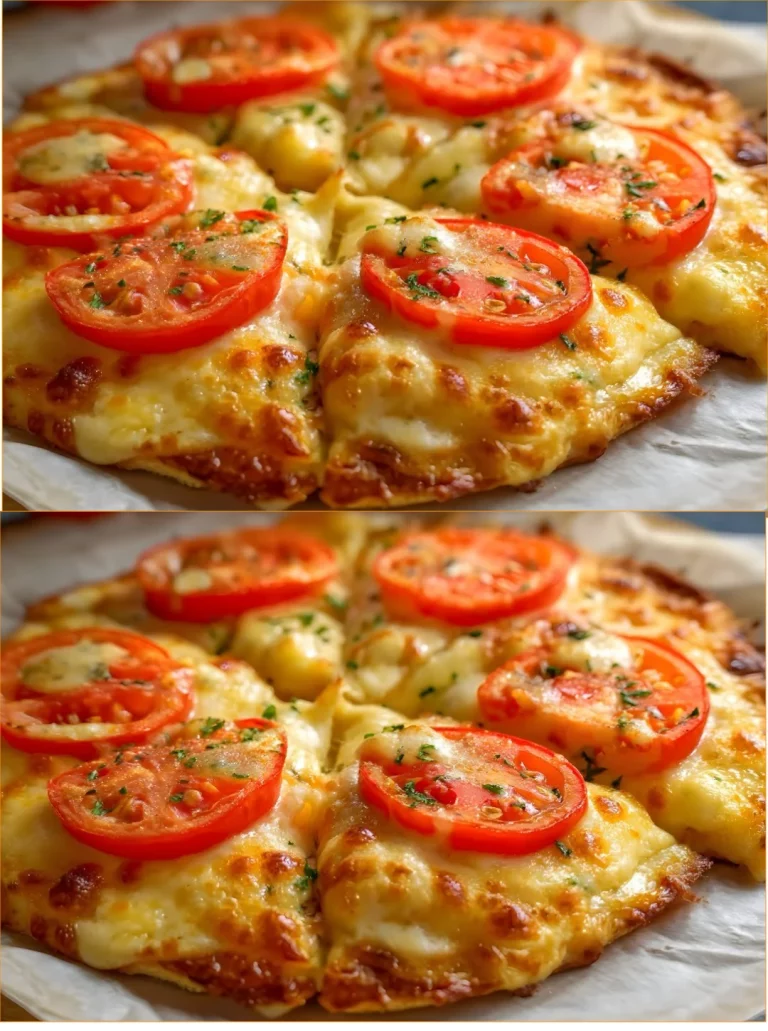 Pizza de papa crujiente y deliciosa con ingredientes frescos